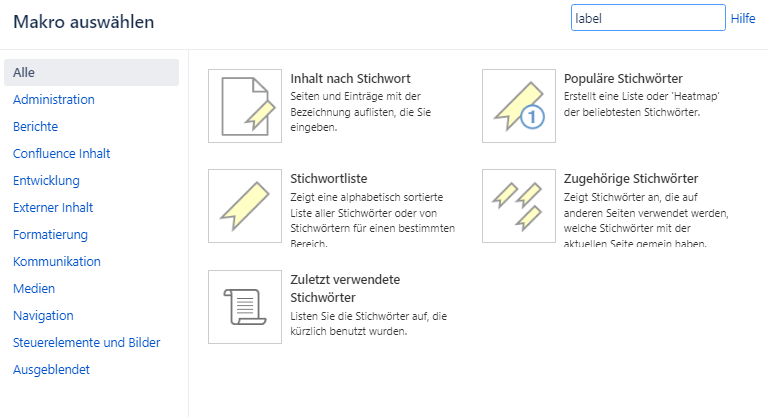 Confluence-Makros zur erweiterten Nutzung von Labels