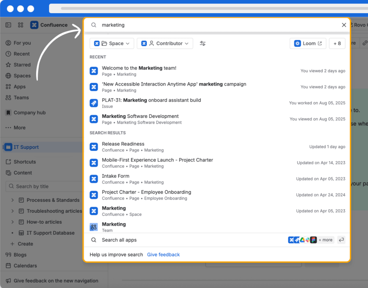 Globale Suche in Atlassian Cloud mit Atlassian Intelligence