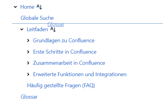Ansicht „Seiten neu ordnen" in den Bereichseinstellungen von Confluence Data Center