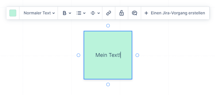 Sticky Notes mit Farb- und Textoptionen auf einem Confluence Whiteboard