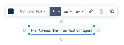 Textfeld mit Formatierungsoptionen auf einem Confluence Whiteboard